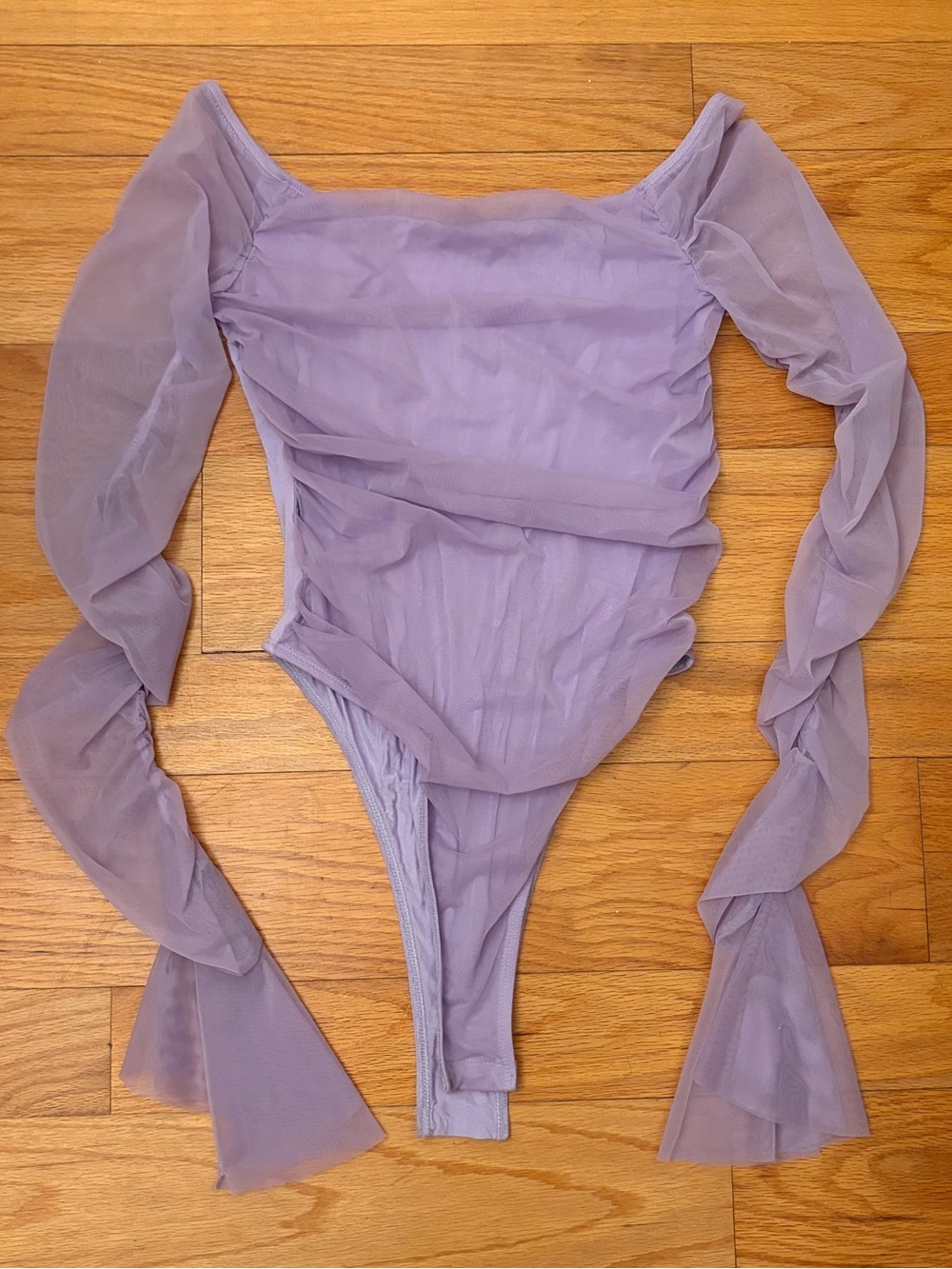 Lilac Sheer Long-Sleeve Kids One-Piece Bodysuit